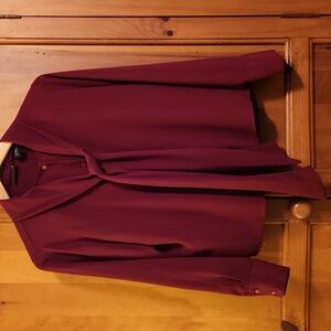 Laura Scott Burgundy Women's Blouse with Tie Detail